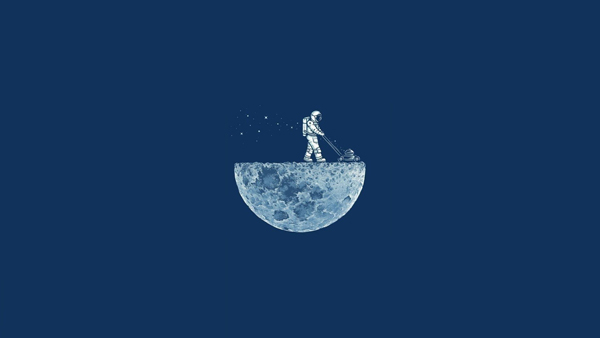 blue-backgroung-minimalistic-moon-lawn-mowing-astronaut