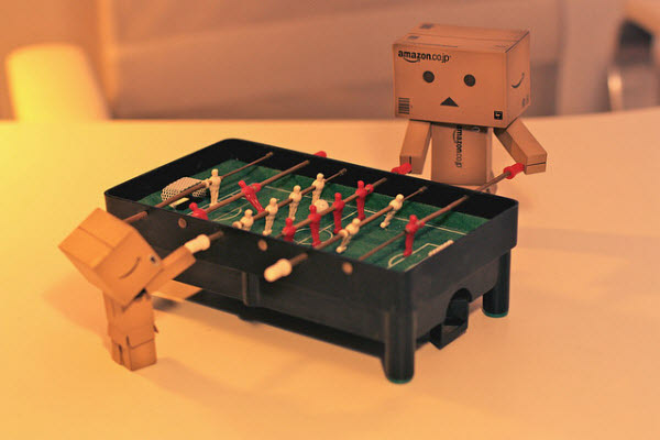 playing foosball 50 Adorable Photos of Danbo That Make you go Awww!