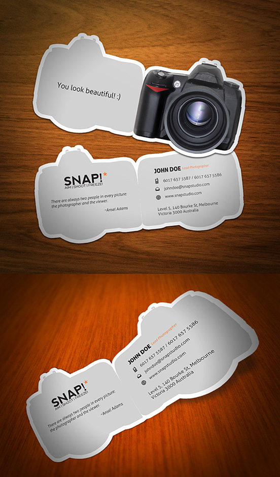 snap business card l1 55 Unusual Yet Creative Business Card Designs 