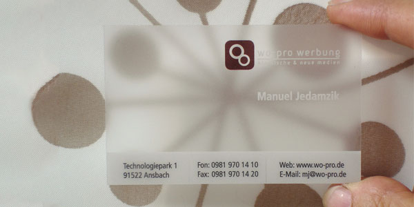 Translucent Frosted Plastic Business Cards